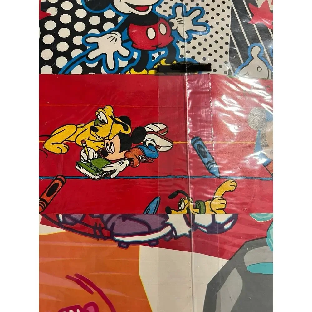 CLEO 80s Disney Mickey Mouse Minnie Goofy Wrapping Paper Flat 6 Sheets 37.5 Sq F
